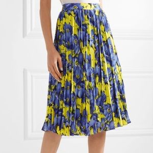 Balenciaga pleated printed crepe de chine skirt